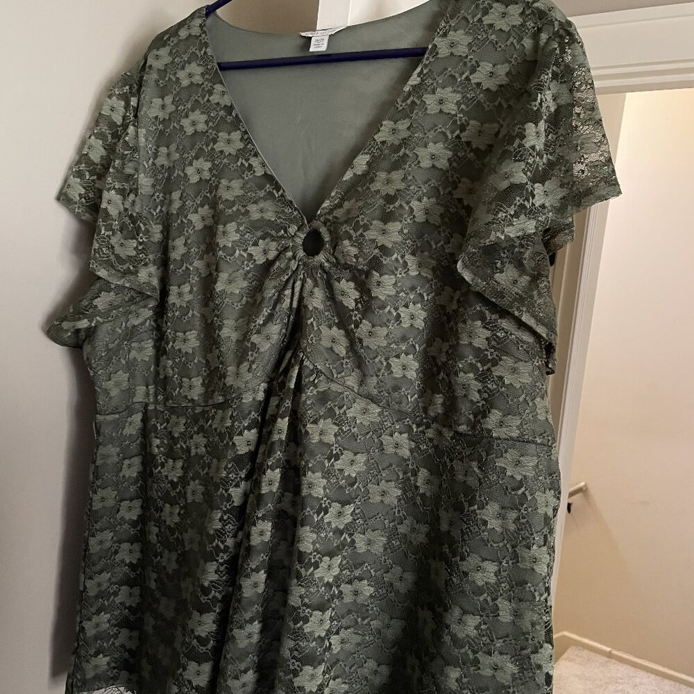 Cato Olive Green Lace Blouse